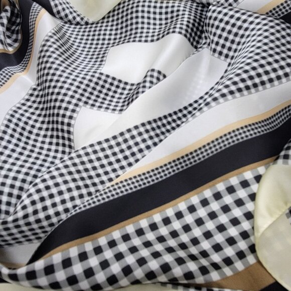 ✨Elegant Bandana Geometric Scarf Silky Satin Black Brown Geometric Wrap Stylish✨ - Picture 3 of 5